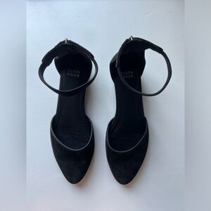 Eileen Fisher Black Ingle Ankle Strap Flats Size 8